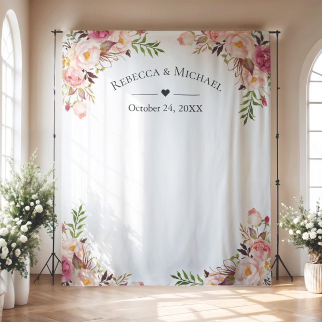 Blush Pink Floral Wedding Photo Booth Backdrop (Creator Uploaded)