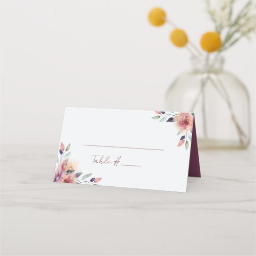 Blush Pink Floral Wedding Place Card