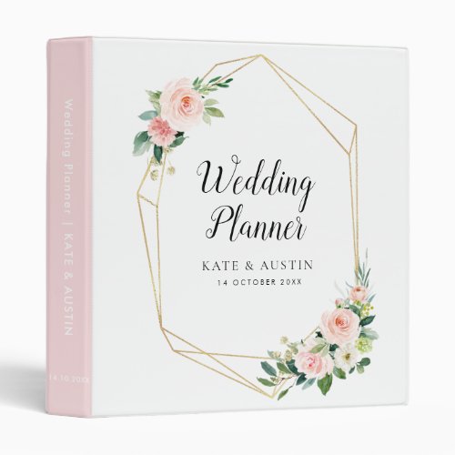Blush pink floral wedding planner 3 ring binder
