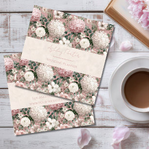 Blush Pink Floral Wedding Planner Business Card
