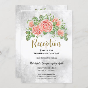 Blush Pink Floral Wedding Reception Insert Invitation
