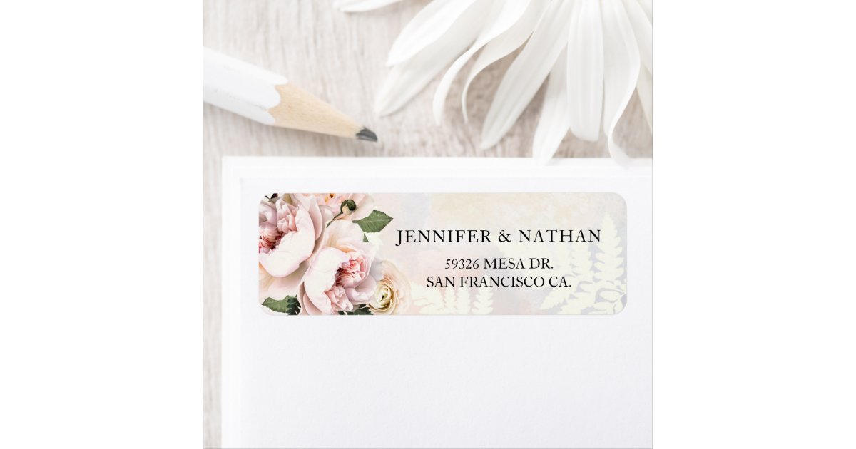 Blush Pink Floral Wedding Return Address Label | Zazzle