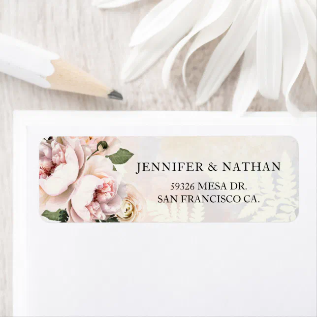 Blush Pink Floral Wedding Return Address Label | Zazzle