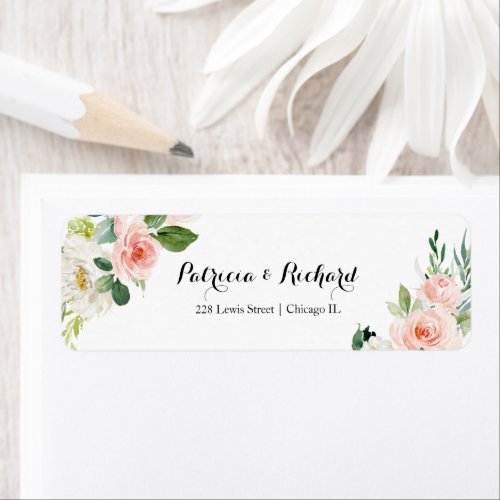 Blush Pink Floral Wedding Return Address Label