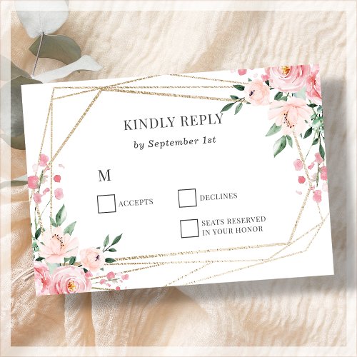 Blush Pink Floral Wedding RSVP Card