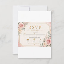 Blush Pink Floral Wedding RSVP Card | Watercolor R