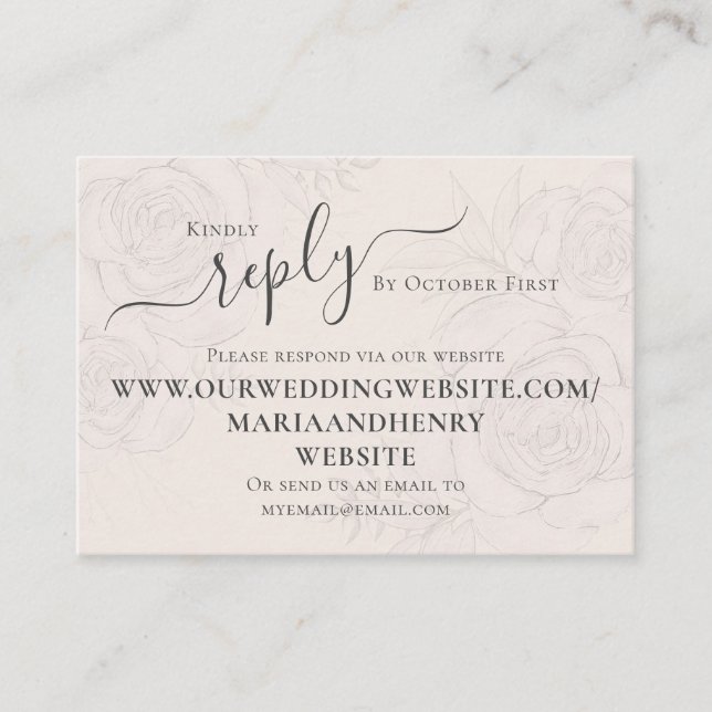 Blush Pink Floral Wedding RSVP Custom Enclosure Card (Front)