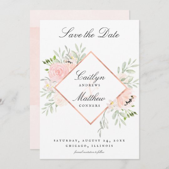 Blush Pink Floral Wedding Save the Date | Zazzle.com