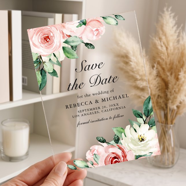 Blush Pink Floral Wedding Save the Date (Creator Uploaded)