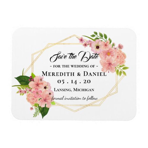 Blush Pink Floral _ Wedding Save The Date Magnet