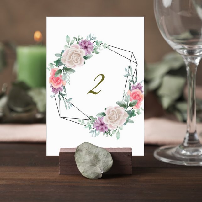 Blush Pink Floral Wedding Table Number Card (Creator Uploaded)