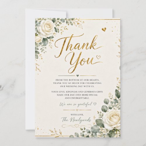 Blush Pink Floral Wedding Thank You Card