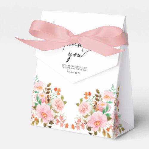 Blush pink floral Wedding Thank You  Favor Box