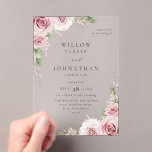 Blush Pink Floral Wedding V2  Acrylic Invitations<br><div class="desc">Hand painted Blush Pinnk Florals with greenery were used to create this Blush Pink Floral Wedding Invitation. It's great for summer weddings, boho weddings, spring weddings, rustic weddings, pink weddings, & destination weddings. They have a luxury, custom look and quality without the luxury price. It's easy to create your own...</div>