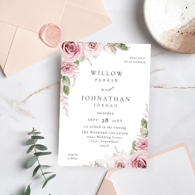 Blush Pink Floral Wedding V2 Invitation (Creator Uploaded)
