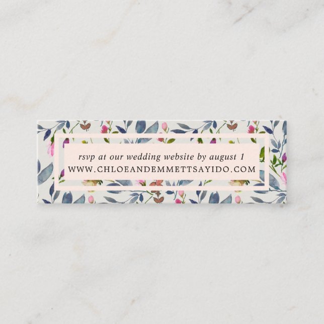 Blush Pink Floral Wedding Website RSVP Cards (Front)