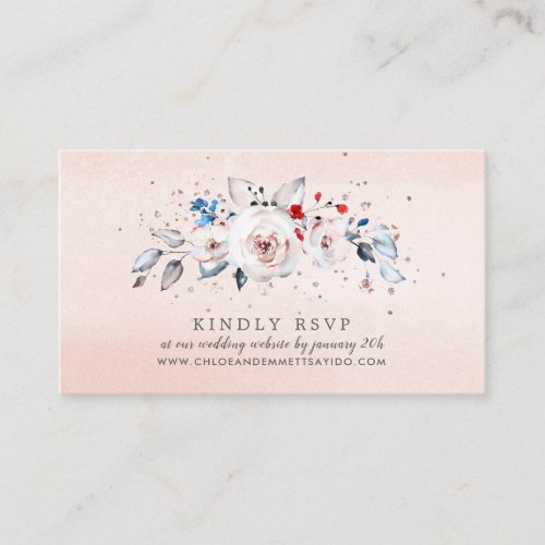 Blush Pink Floral Wedding Website RSVP Enclosure Card