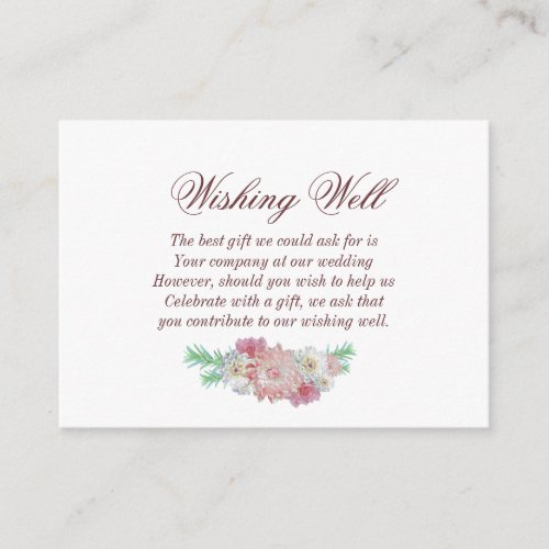 Blush Pink Floral Wedding Wishing Well Enclosure Card