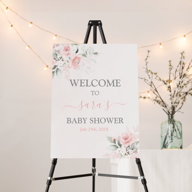 Blush Pink floral Welcome sign (In Situ (Stand))