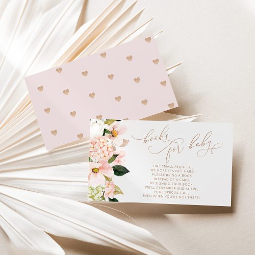 Blush pink floral wildflower books for baby ticket enclosure card