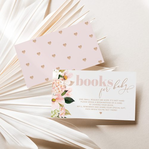 Blush pink floral wildflower books for baby ticket enclosure card