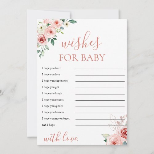 Blush Pink Floral Wishes for Baby Shower Card