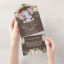 Blush Pink Floral Wood Cute Elephant Baby Shower All In One Invitation
