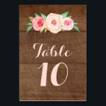 Blush Pink Floral Wood Wedding Table Number Cards<br><div class="desc">Vintage and elegant table number cards in blush pink watercolor flowers with wood background pattern. Customize these cards with your table numbers for a special addition to your wedding tables. Also suitable for birthdays and anniversary parties.</div>