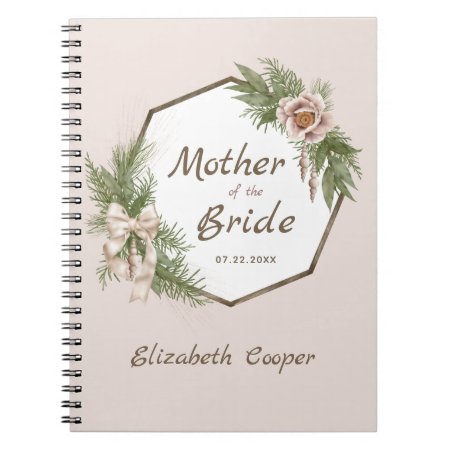 Blush Pink Floral Wreath Mother Of The Bride Notebook
