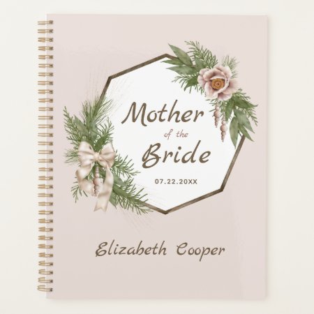 Blush Pink Floral Wreath Mother Of The Bride Planner
