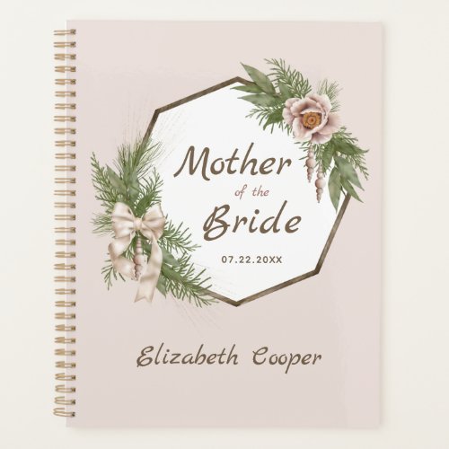 Blush Pink Floral Wreath Mother of the Bride Planner