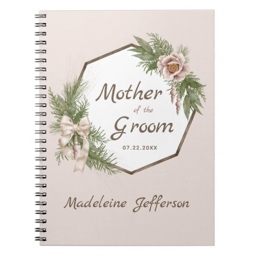 Blush Pink Floral Wreath Mother of the Groom Notebook