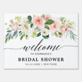 Blush Pink Florals Botanical Bridal Shower Welcome Sign (Back)