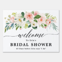 Blush Pink Florals Botanical Bridal Shower Welcome