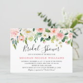 Blush Pink Florals Modern Botanical Bridal Shower Invitation (Standing Front)