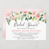 Blush Pink Florals Modern Botanical Bridal Shower Invitation (Front/Back)