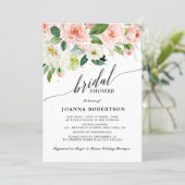 Blush Pink Florals Modern Botanical Bridal Shower Invitation (Standing Front)