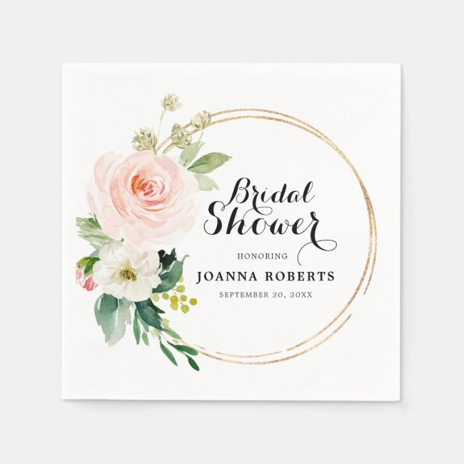 Blush Pink Florals Modern Botanical Bridal Shower Napkins