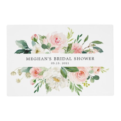 Blush Pink Florals Modern Botanical Bridal Shower Placemat