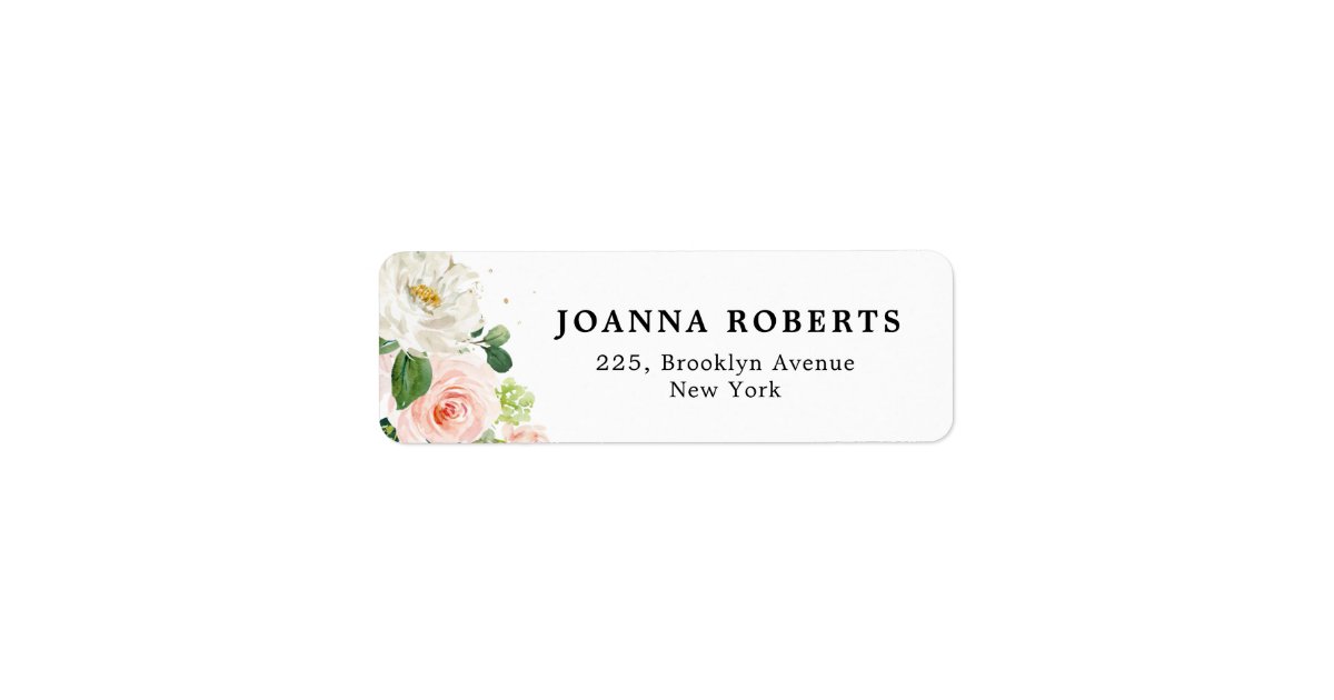 Blush Pink Florals Modern Botanical Return Address Label | Zazzle