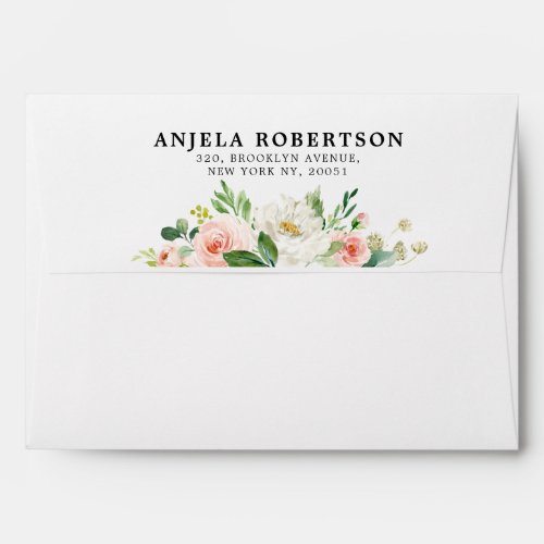 Blush Pink Florals Modern Botanical Wedding Envelope