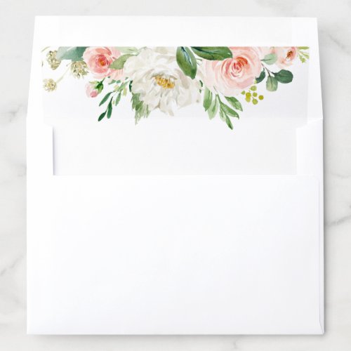 Blush Pink Florals Modern Botanical Wedding Envelope Liner