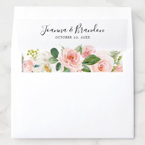 Blush Pink Florals Modern Botanical Wedding Envelope Liner