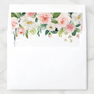 Blush Pink Florals Modern Botanical Wedding Envelope Liner