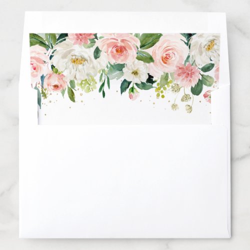 Blush Pink Florals Modern Botanical Wedding Envelope Liner
