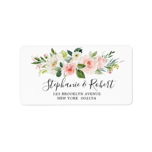 Blush Pink Florals Modern Botanical Wedding Label