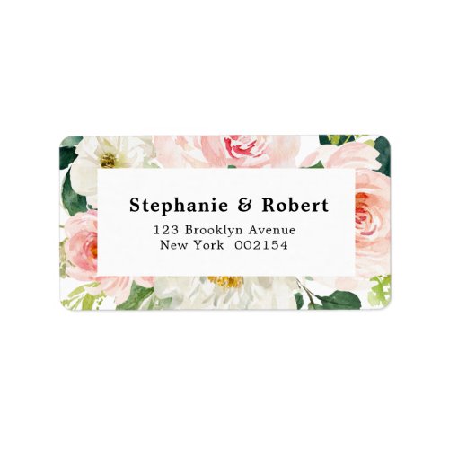 Blush Pink Florals Modern Botanical Wedding Label