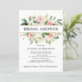 Blush Pink Florals Modern Gold Bridal Shower Invitation (Standing Front)
