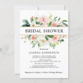 Blush Pink Florals Modern Gold Bridal Shower Invitation (Front)