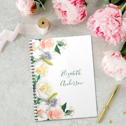 Blush pink florals monogram journal